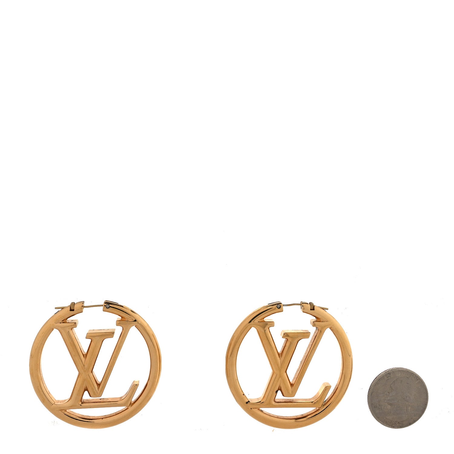Louis Vuitton Metal Louise Hoop Earrings Gold 2 of 4