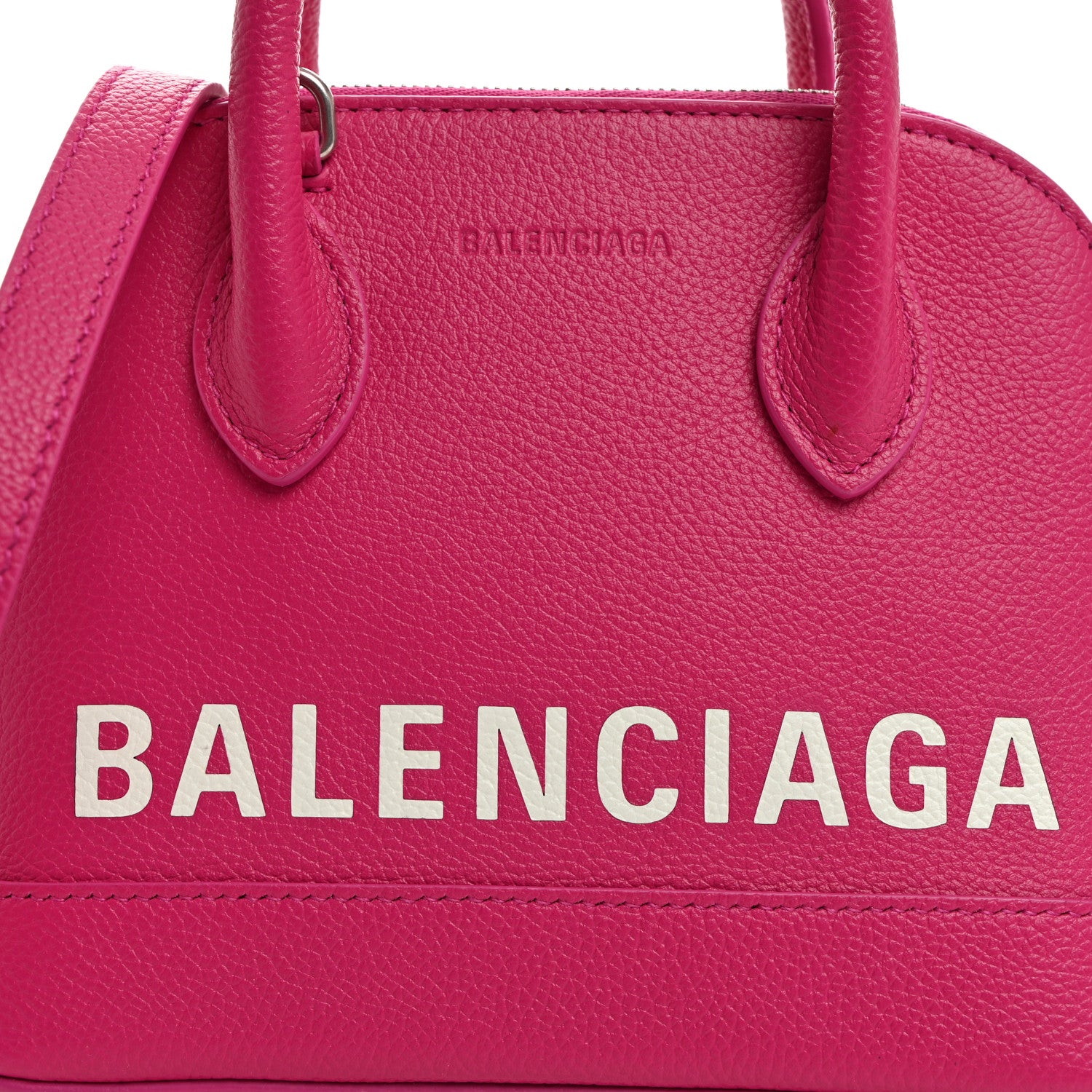 Balenciaga Grained Calfskin Logo XXS Ville Top Handle Bag Violet White 9 of 11