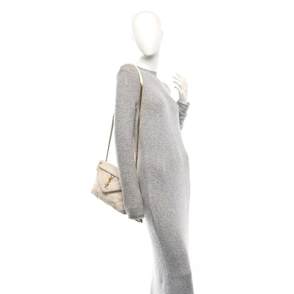 Saint Laurent Boucle Tweed Quilted Small Loulou Puffer Monogram Chain Satchel Crema Soft 2 of 10