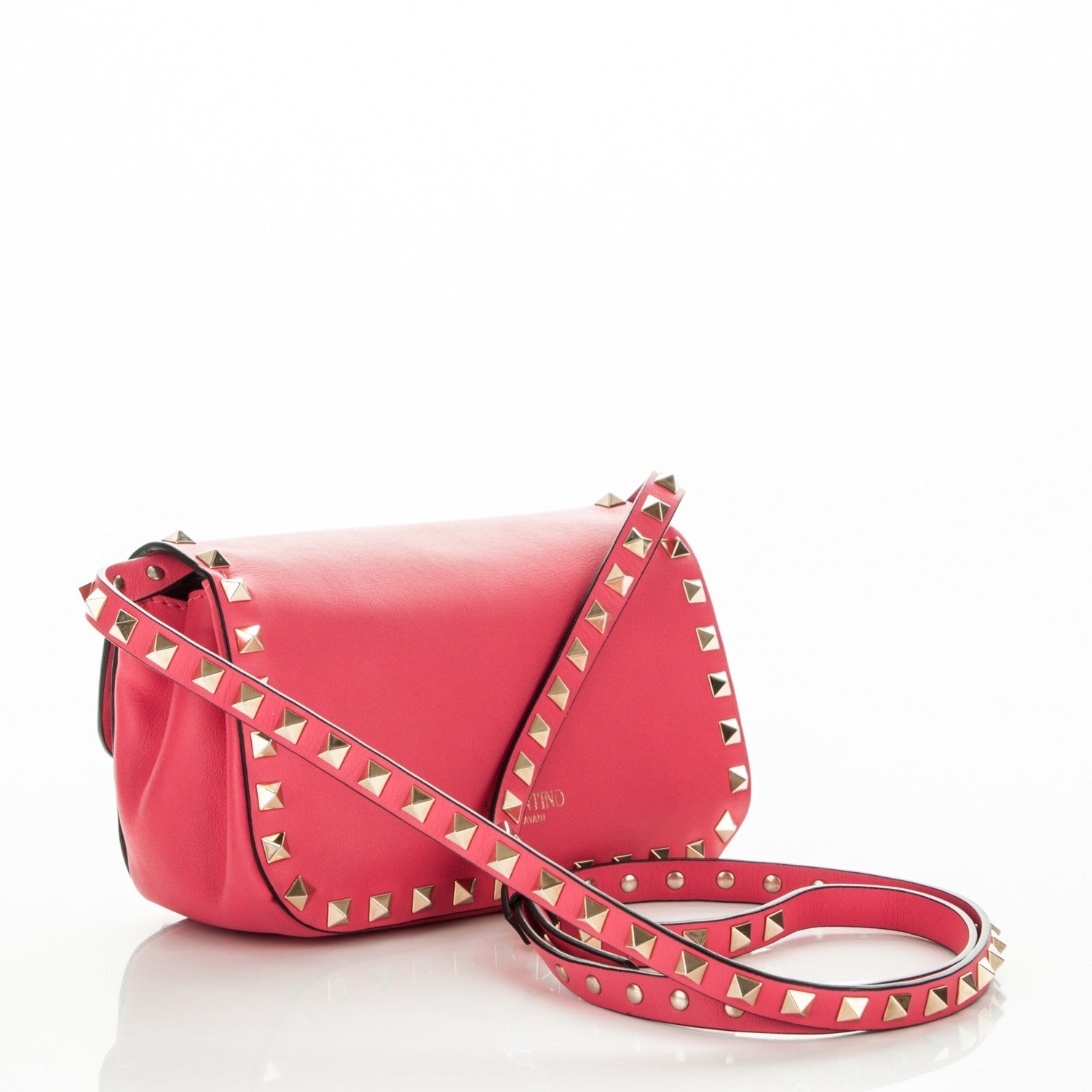Valentino Garavani Vitello Mini Rockstud Flap Saddle Crossbody Bag Deep Rose 3 of 8