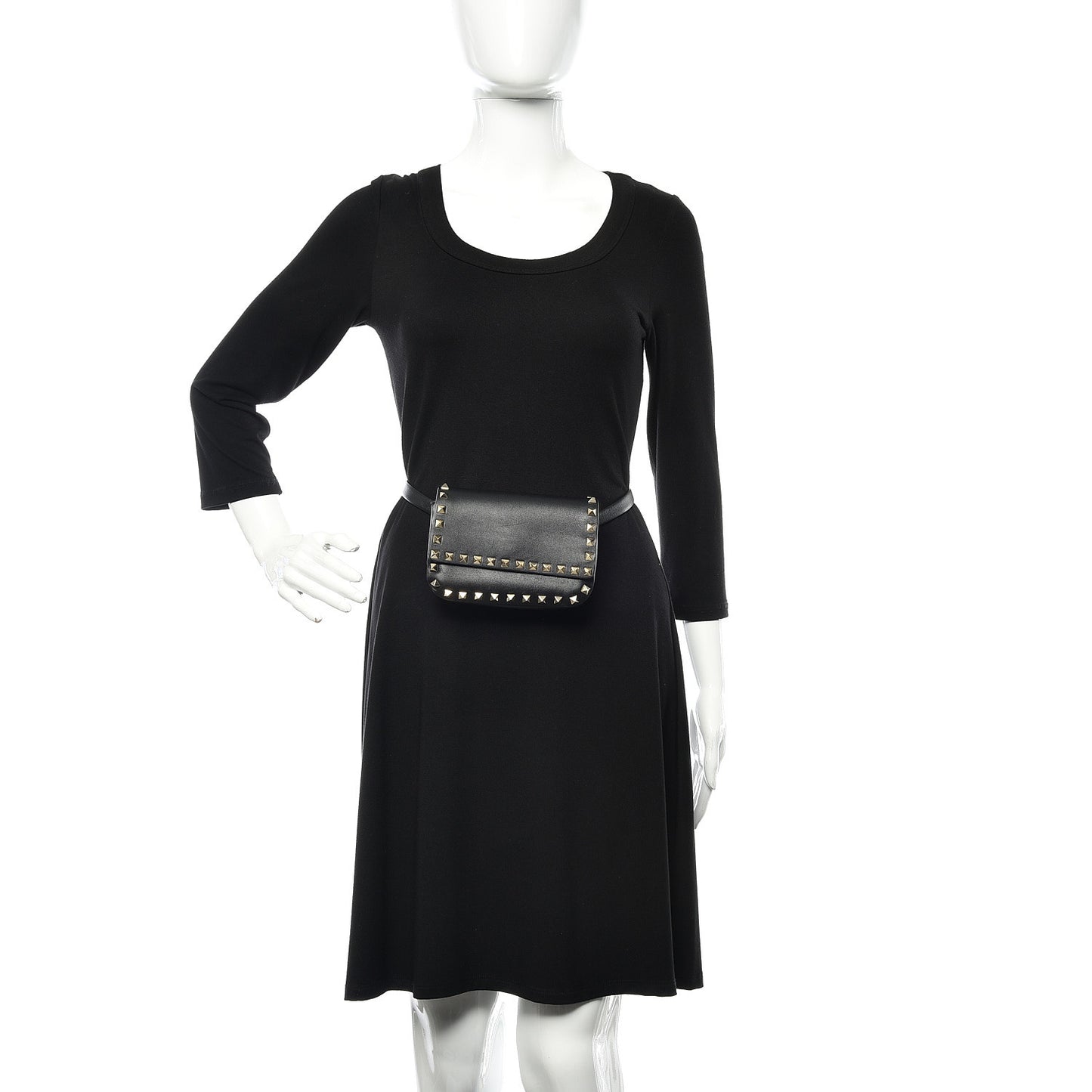 Calfskin Rockstud Belt Bag Black