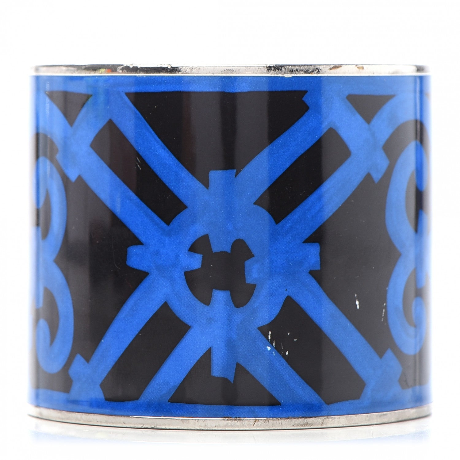 Hermes Enamel Printed Mega Wide Balcons du Guadalquivir Bracelet 62 Blue 1 of 6