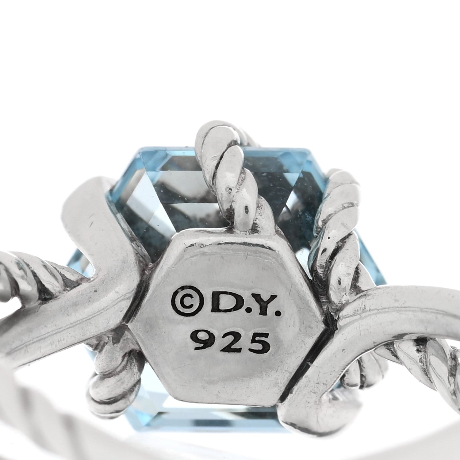 David Yurman Sterling Silver Diamond Blue Topaz 10mm Cable Wrap Ring 54 6.75 4 of 4