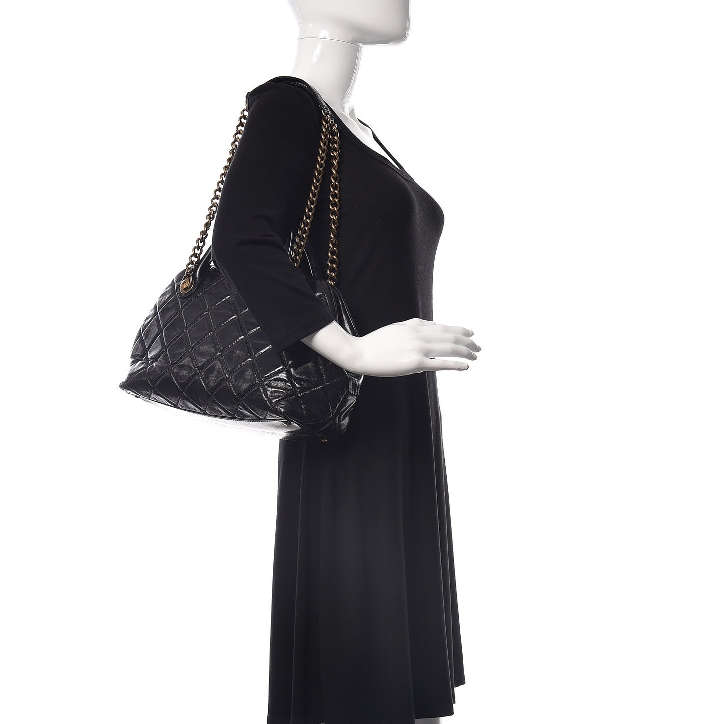 Glazed Calfskin Castle Rock Bowling Bag Black