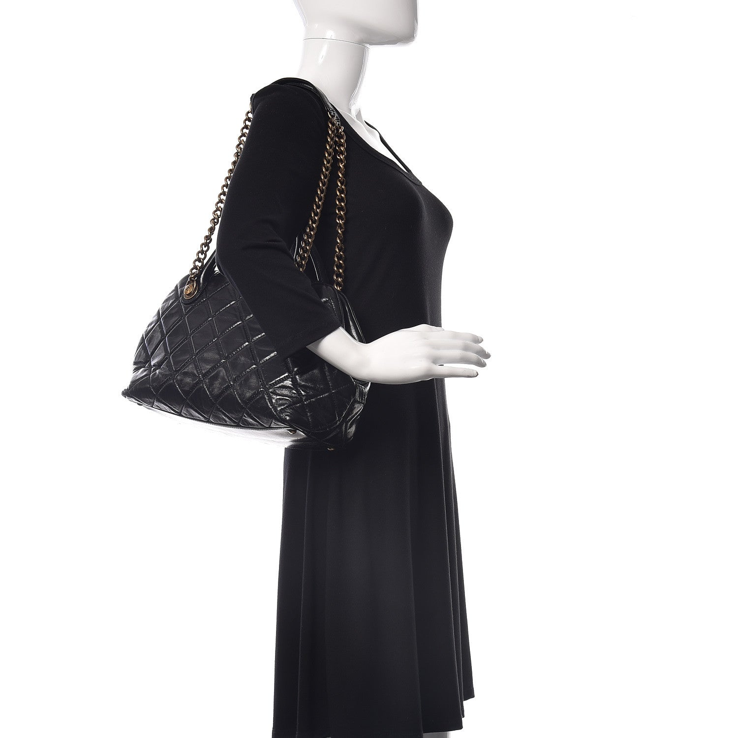 Chanel Glazed Calfskin Castle Rock Bowling Bag Black 2 of 9
