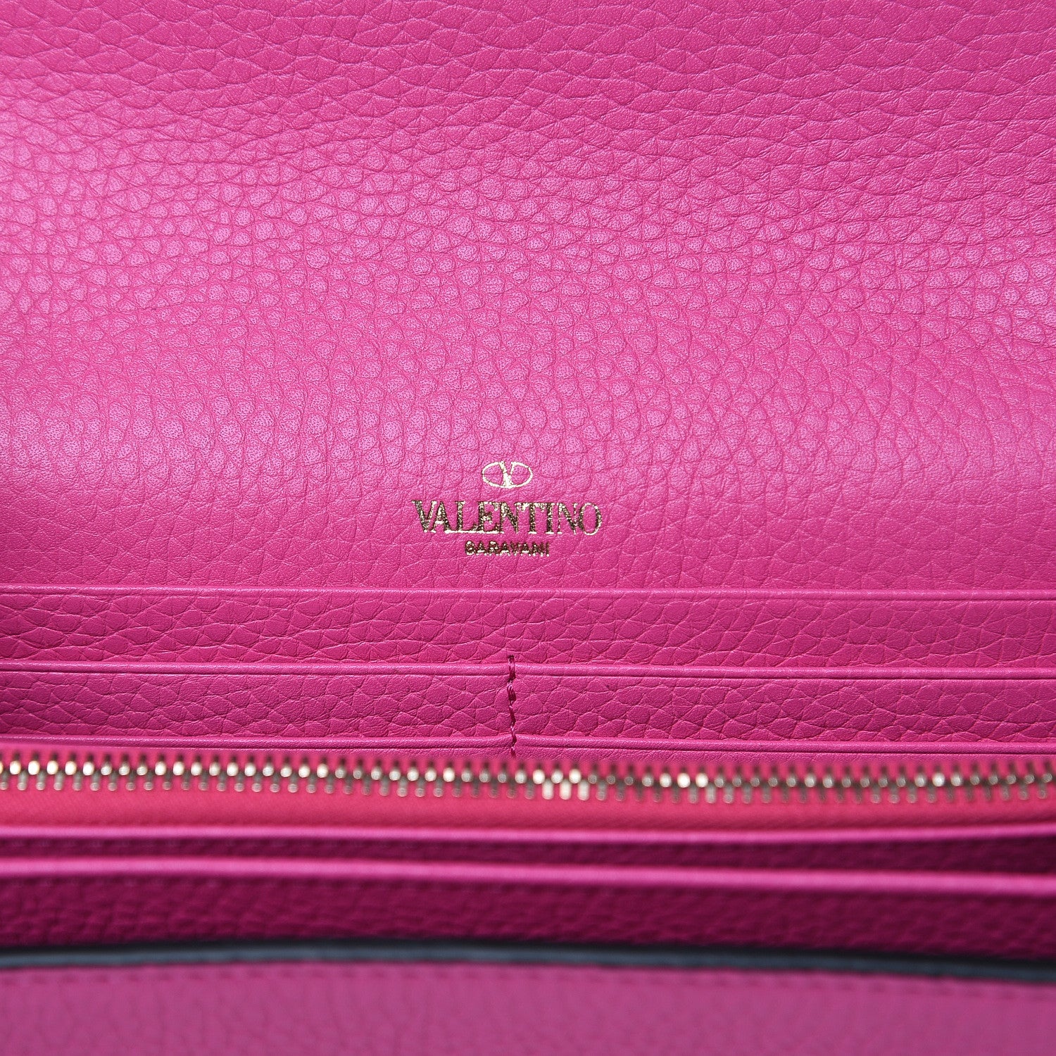 Valentino Garavani Grained Calfskin Rockstud Envelope Wallet on Chain Peony 6 of 11