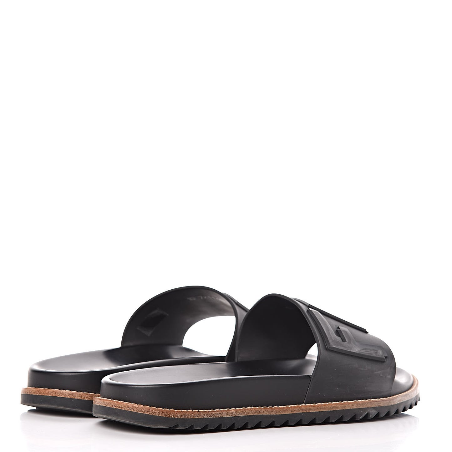 Rubber Raised Logo Slide Sandals 10 Black