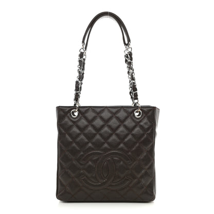 Chanel Caviar Quilted Petit Shopping Tote PST Dark Brown 1 of 11