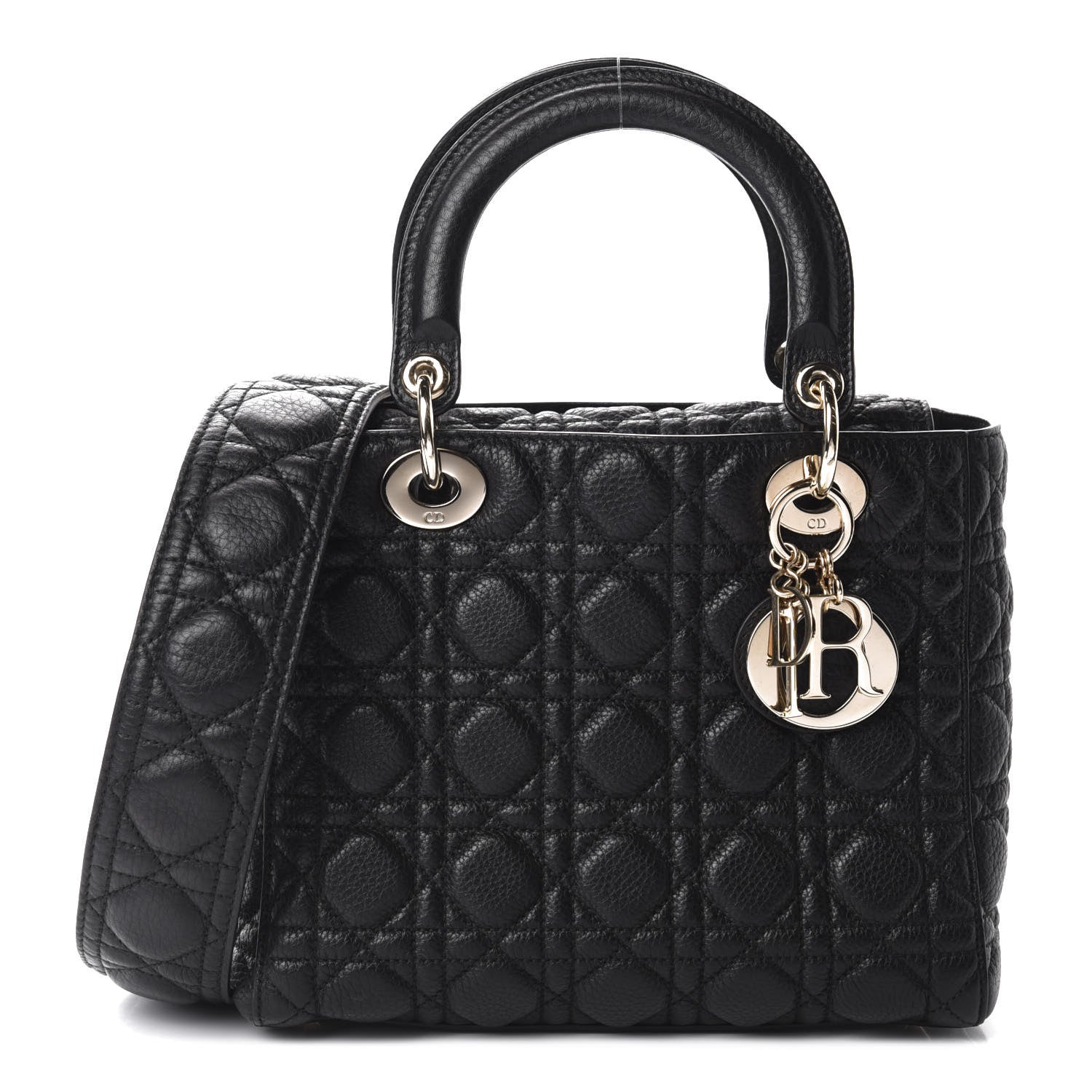 Christian Dior Grained Calfskin Cannage Medium Supple Lady Dior Black 1 of 11