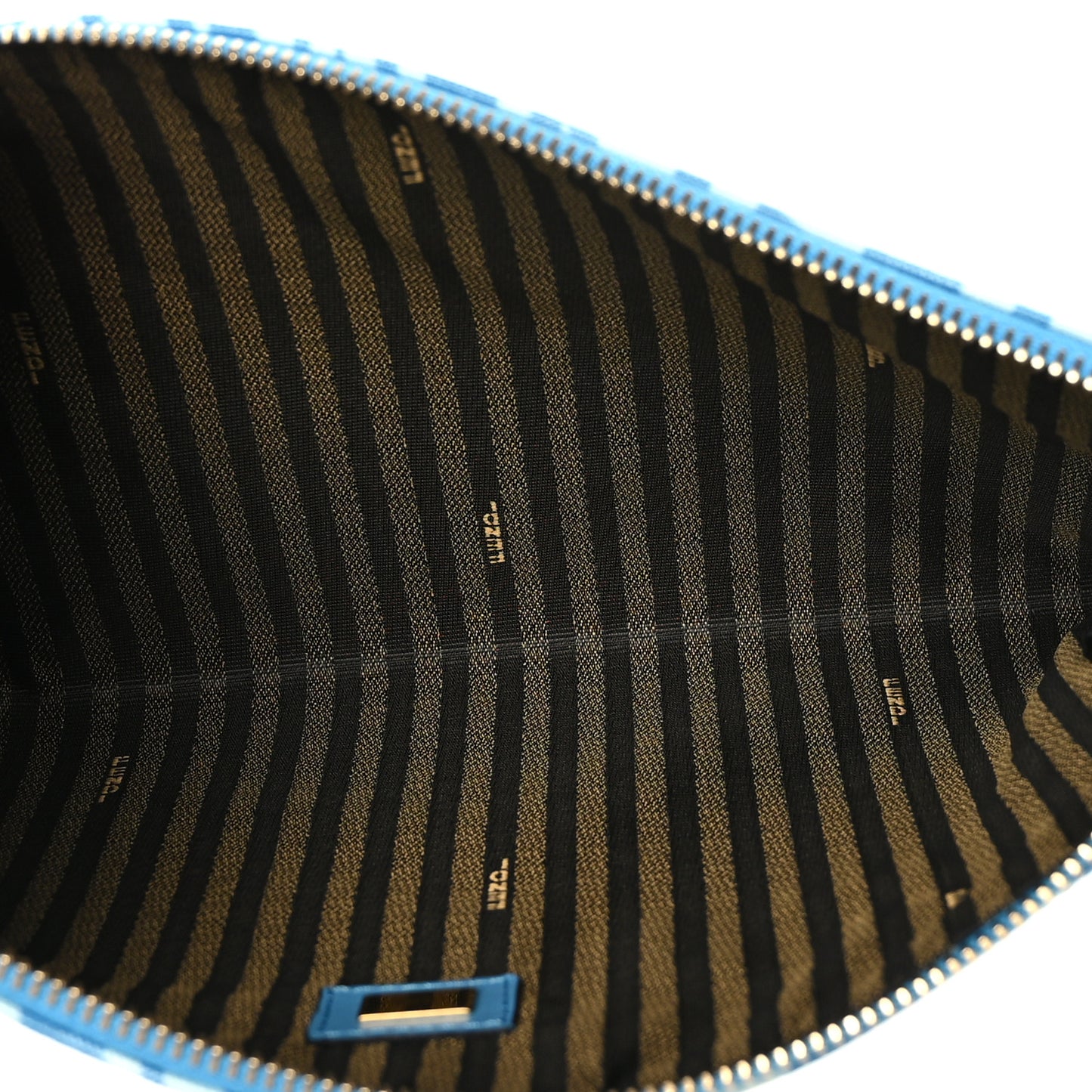 X SARAH COLEMAN Fabric Jacquard Vitello King FF Vertigo Medium Flat Pouch Cyber Blue White