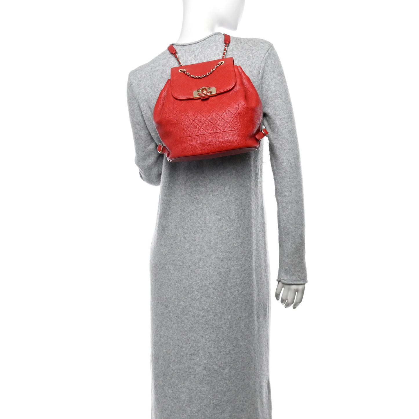 Caviar Quilted Backpack Red