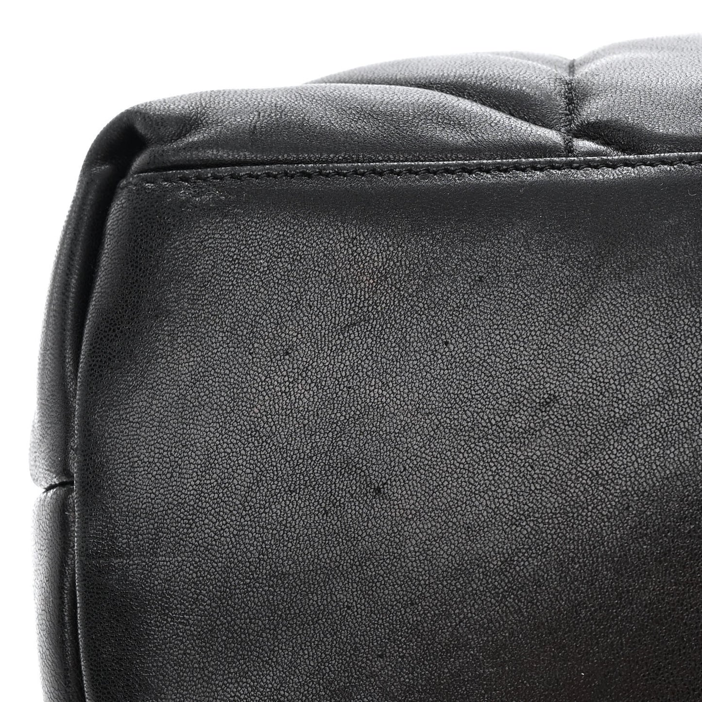 Lambskin Quilted Medium Loulou Puffer Monogram Chain Satchel Black