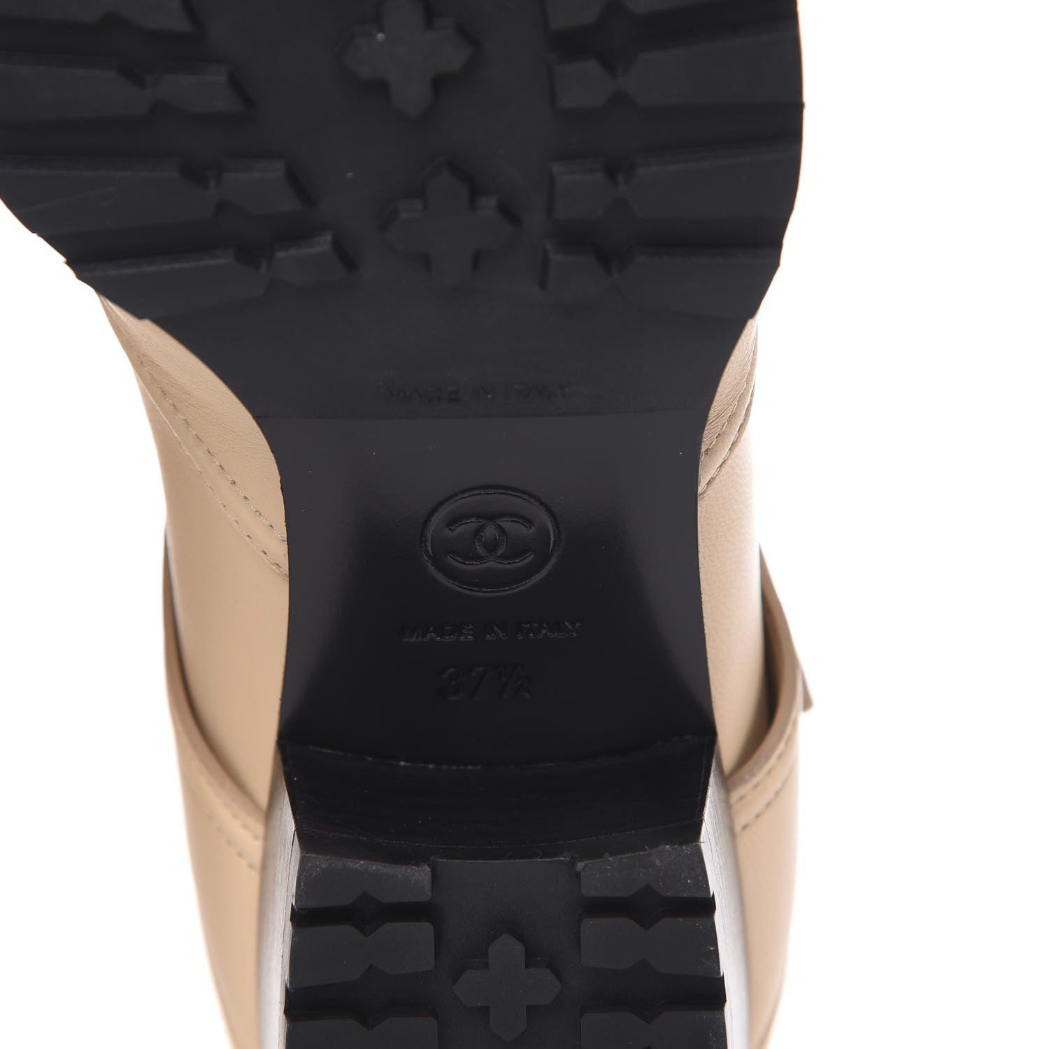 Chanel Lambskin Logo Cap Toe Short Boots 37.5 Beige Black 6 of 10