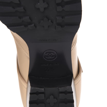 Chanel Lambskin Logo Cap Toe Short Boots 37.5 Beige Black 6 of 10