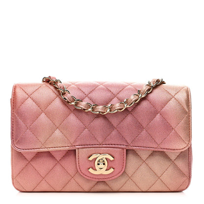 Chanel Metallic Lambskin Quilted Ombre Mini Rectangular Flap Pink 1 of 10