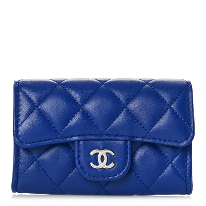 Chanel Lambskin Quilted Flap Card Holder Wallet Blue 1 of 10