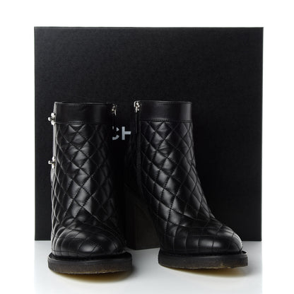 Chanel Lambskin Quilted Turnlock Boots 38.5 Black 9 of 9