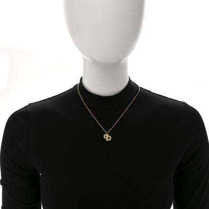 Christian Dior Metal Crystal CD Logo Pendant Necklace Gold 2 of 6