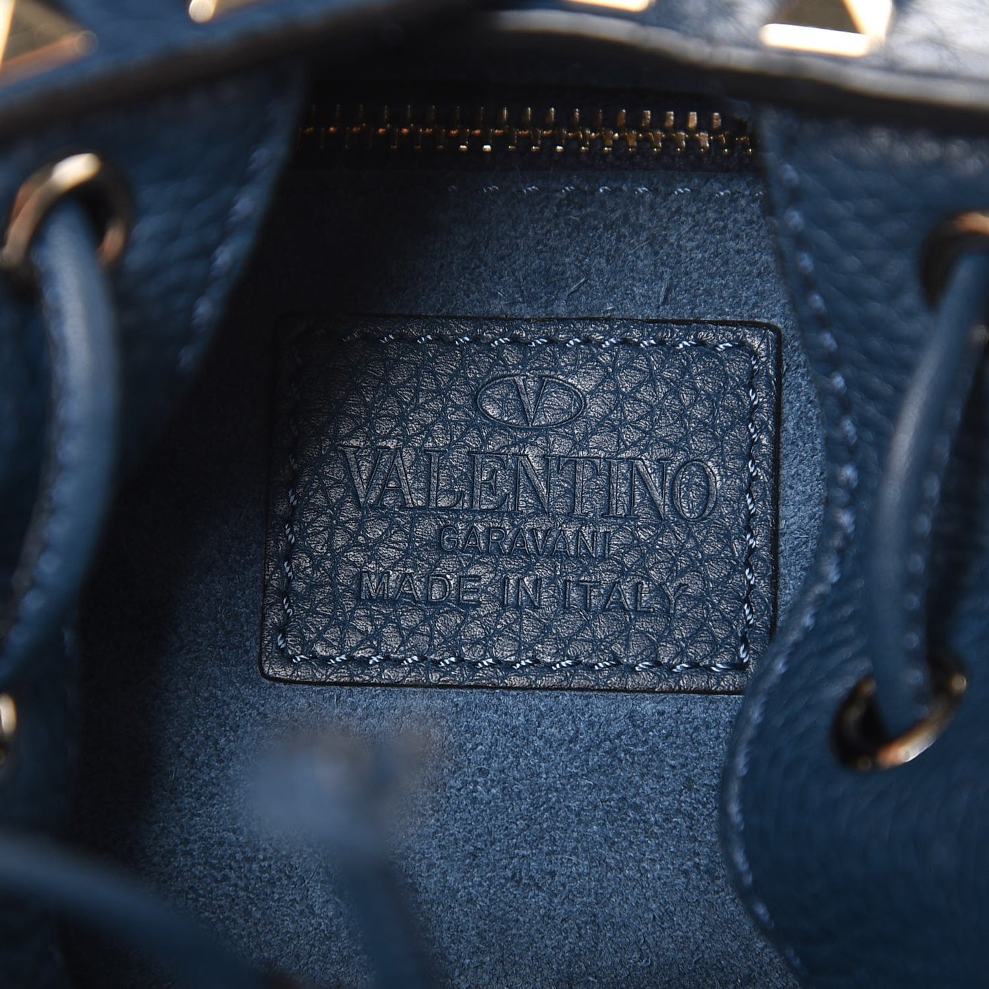 Alce Printed Calfskin Rockstud Bucket Bag Peacock