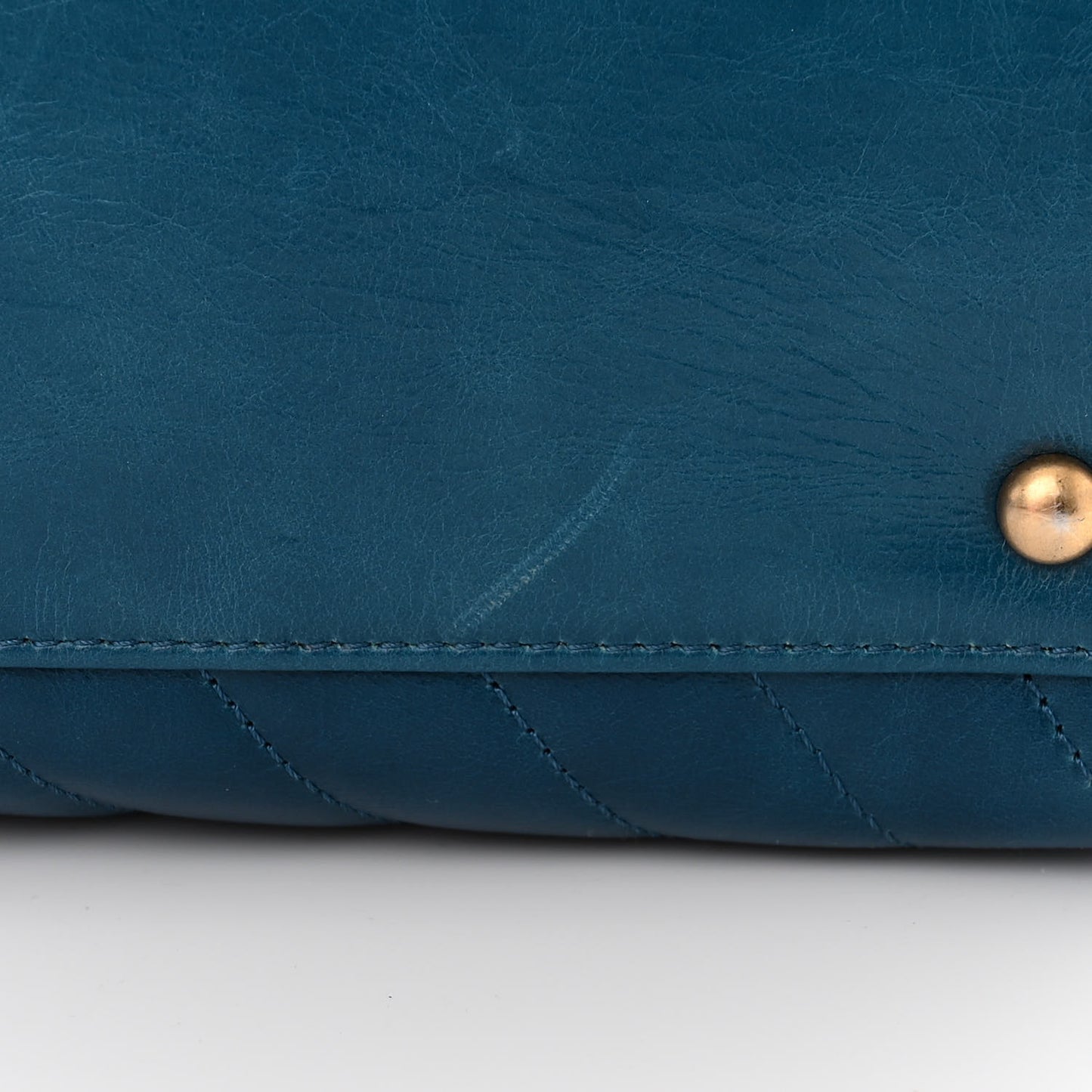 Aged Calfskin Chevron Large Coco Handle Shopping Tote Blue