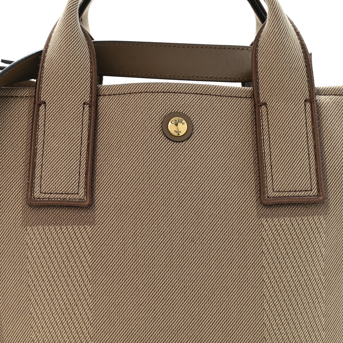 Canvas Calfskin Medium Logo Carry Tote Deep Taupe