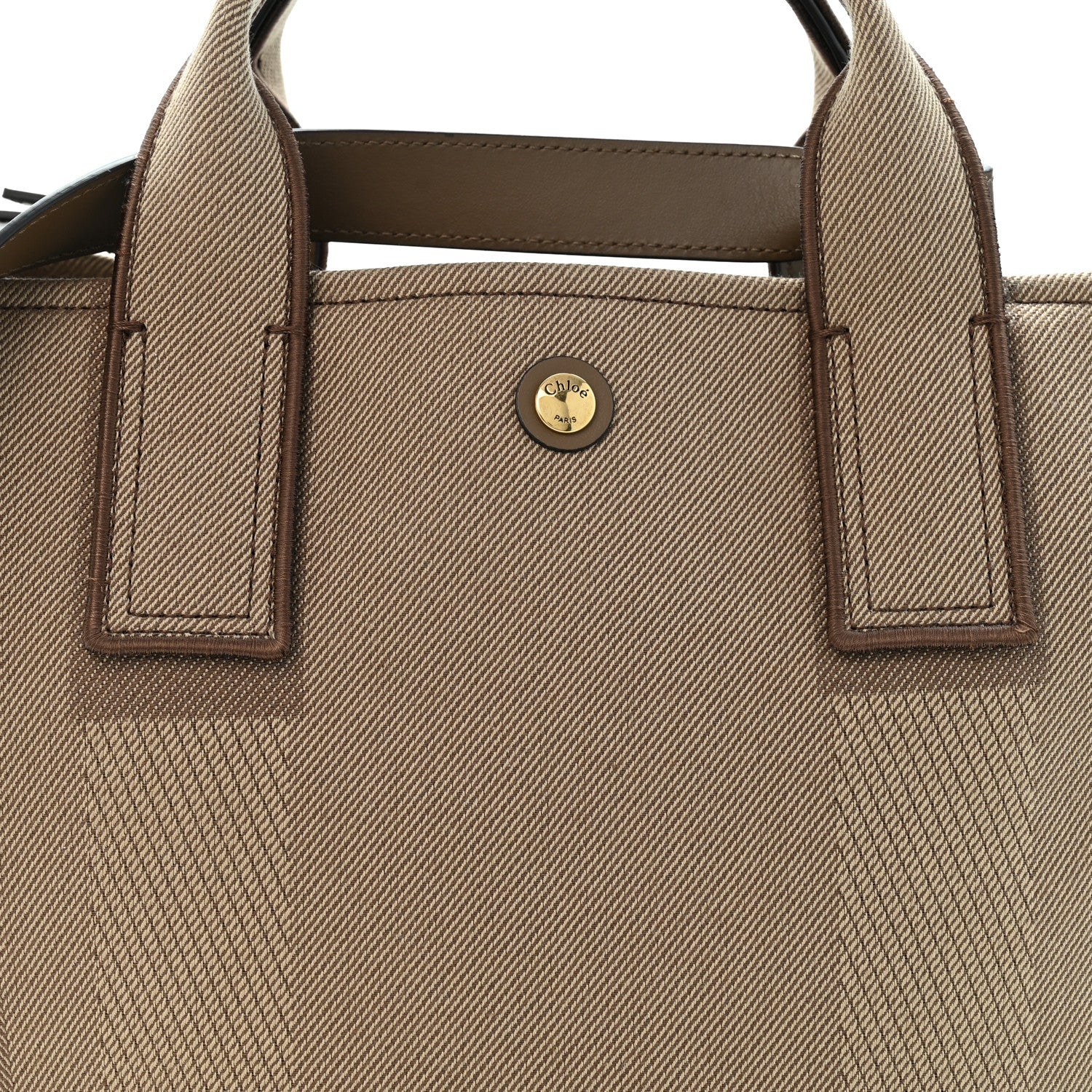 Chloe Canvas Calfskin Medium Logo Carry Tote Deep Taupe 8 of 10