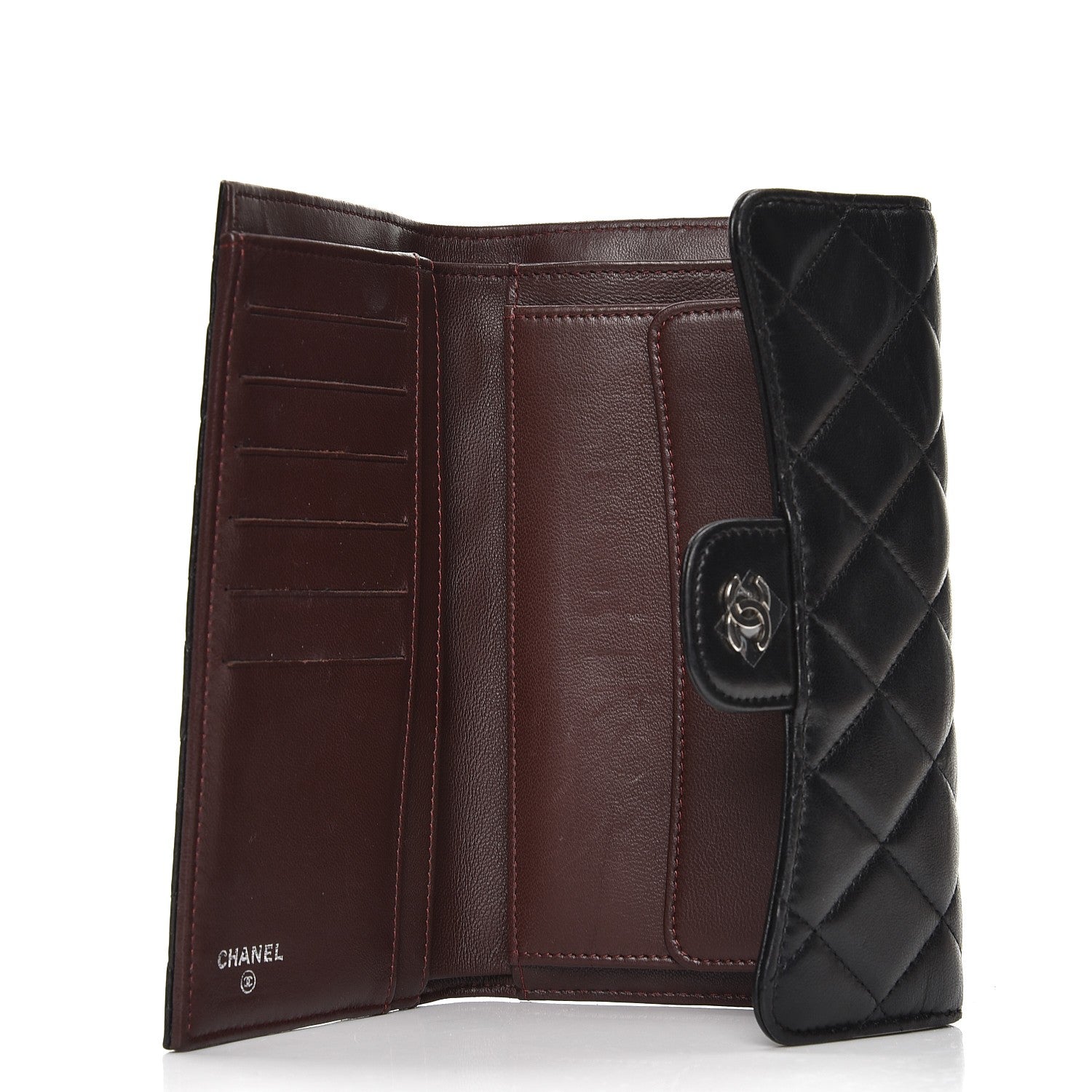 Chanel Lambskin Quilted Large Flap Wallet Black 5 of 7