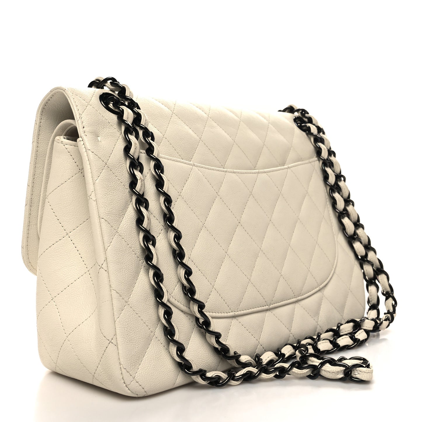 Calfskin Quilted Jumbo Double Flap White