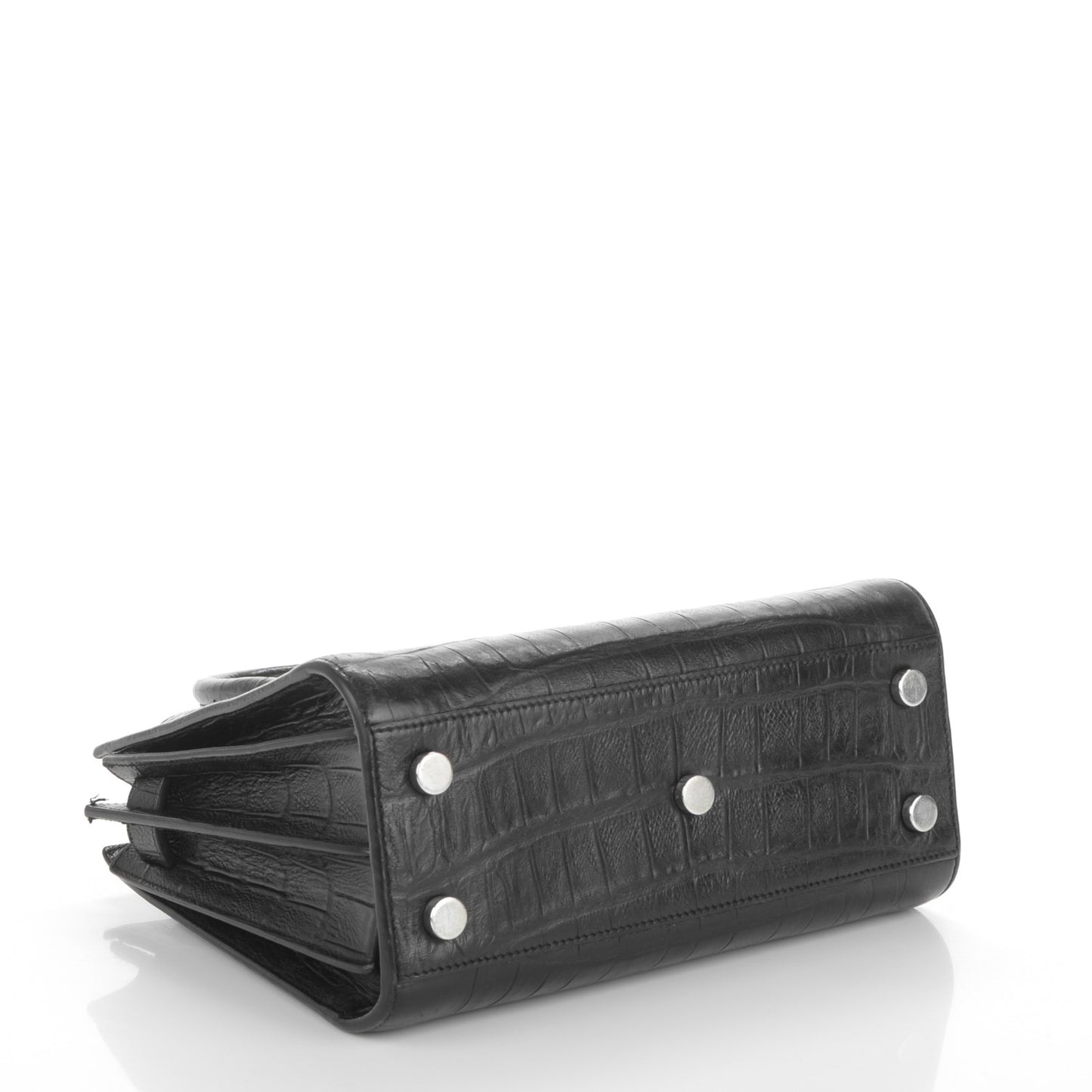 Calfskin Crocodile Embossed Nano Sac De Jour Black