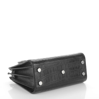Saint Laurent Calfskin Crocodile Embossed Nano Sac De Jour Black 5 of 5