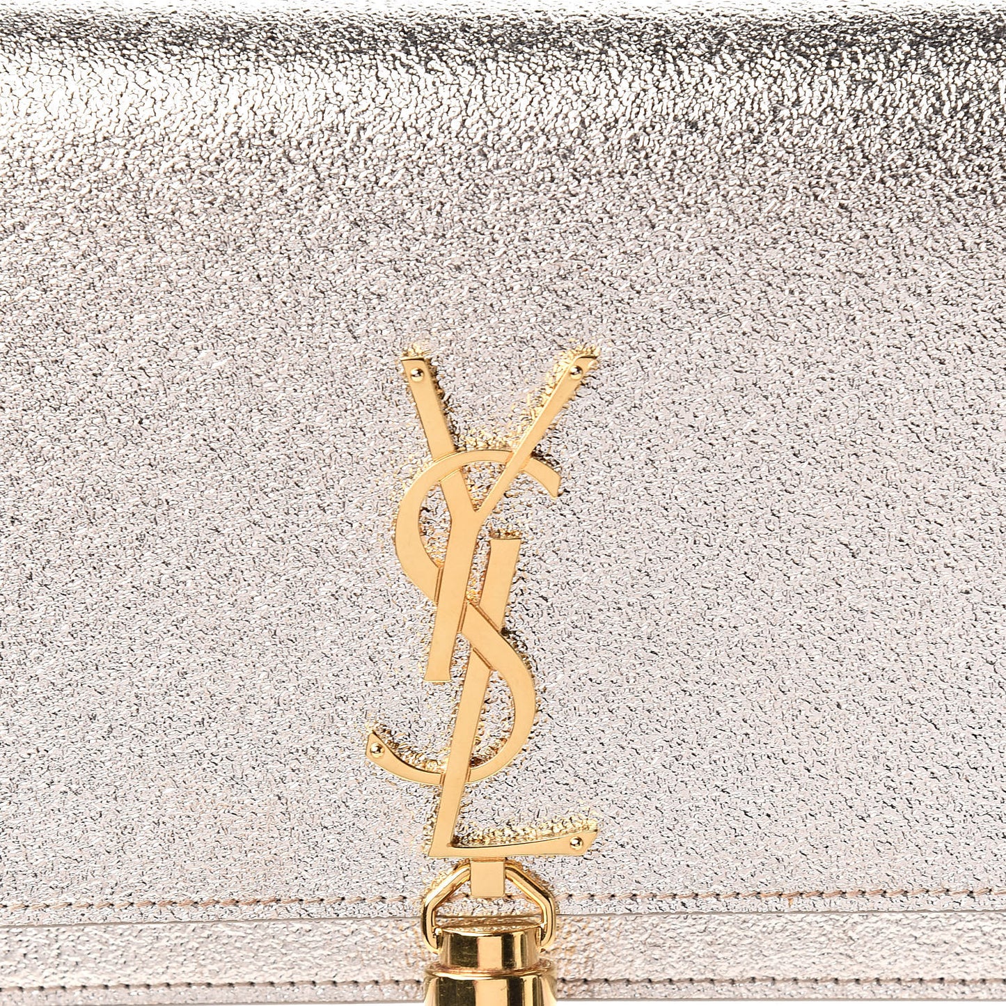 Metallic Calfskin Classic Monogram Kate Tassel Chain Wallet Platine