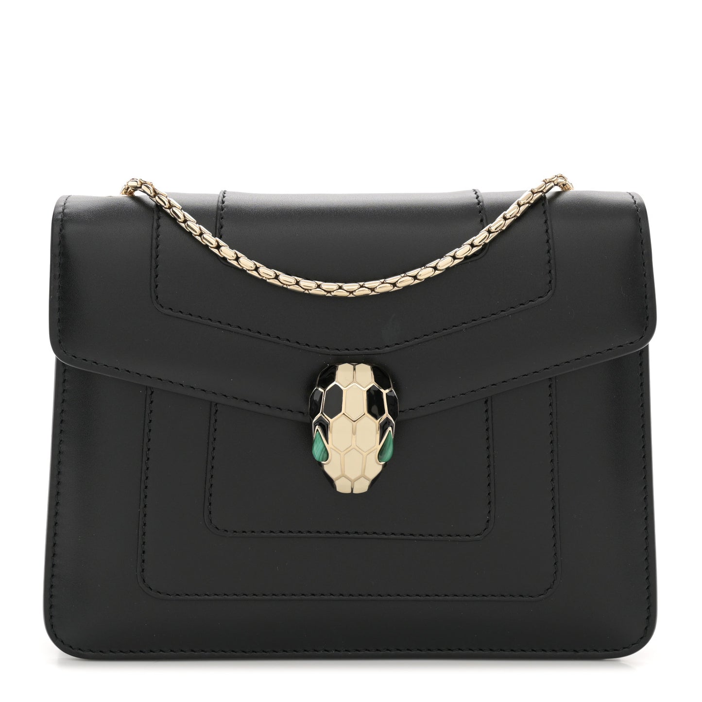 Calfskin Small Serpenti Forever Snake Strap Crossbody Bag Black