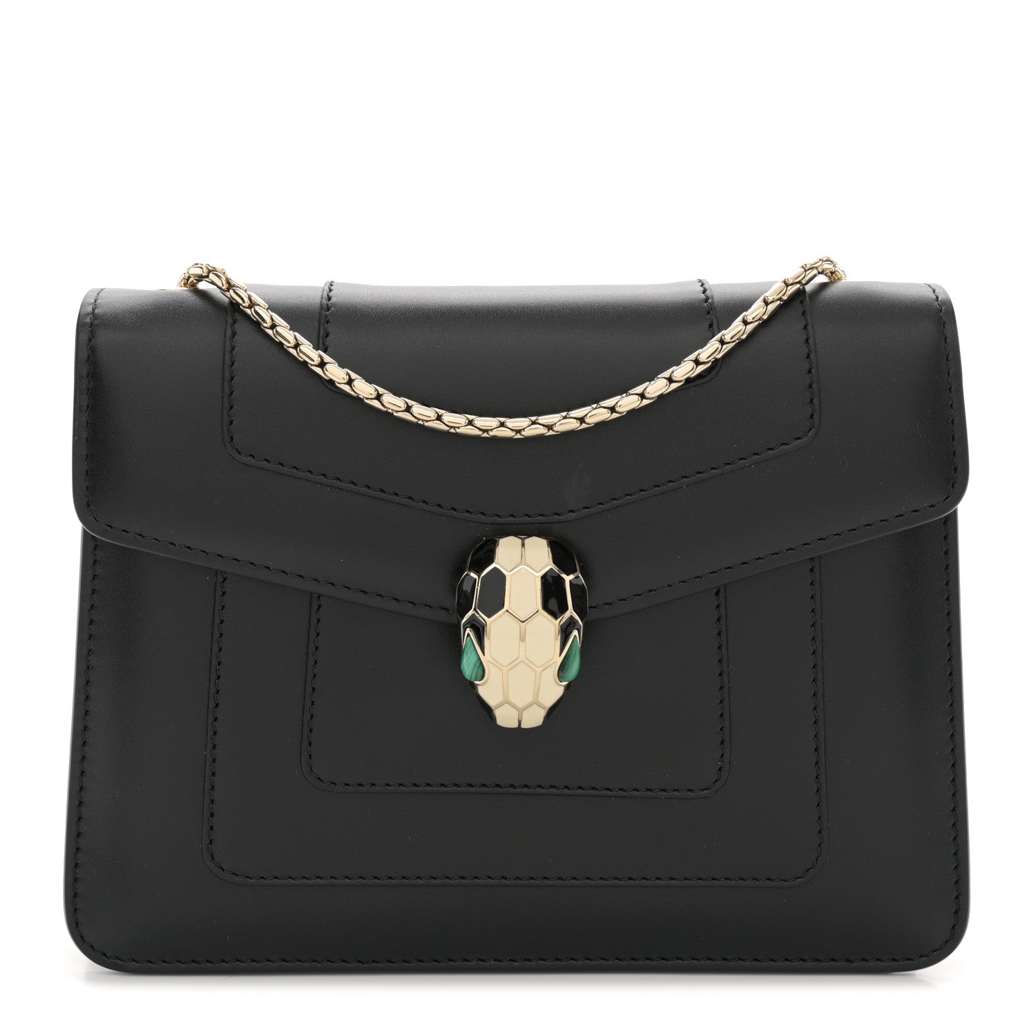 Bulgari Calfskin Small Serpenti Forever Snake Strap Crossbody Bag Black 1 of 11