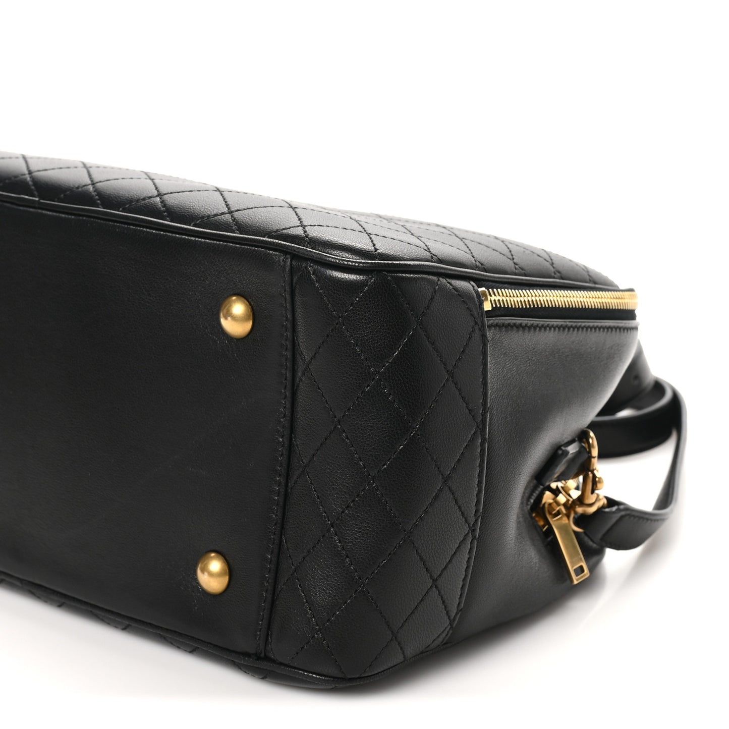 Lambskin Lyia Quilted Duffle Bag Black