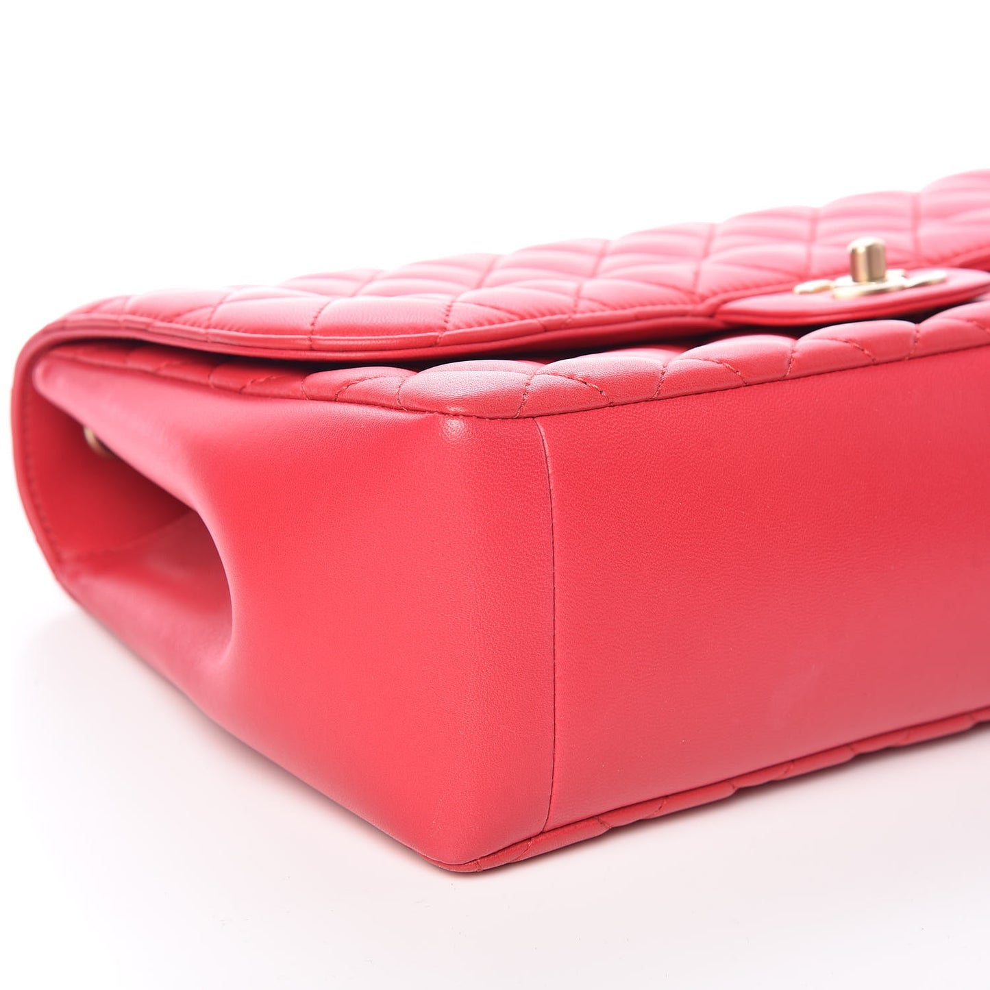 Lambskin Quilted Jumbo Mademoiselle Chic Flap Red