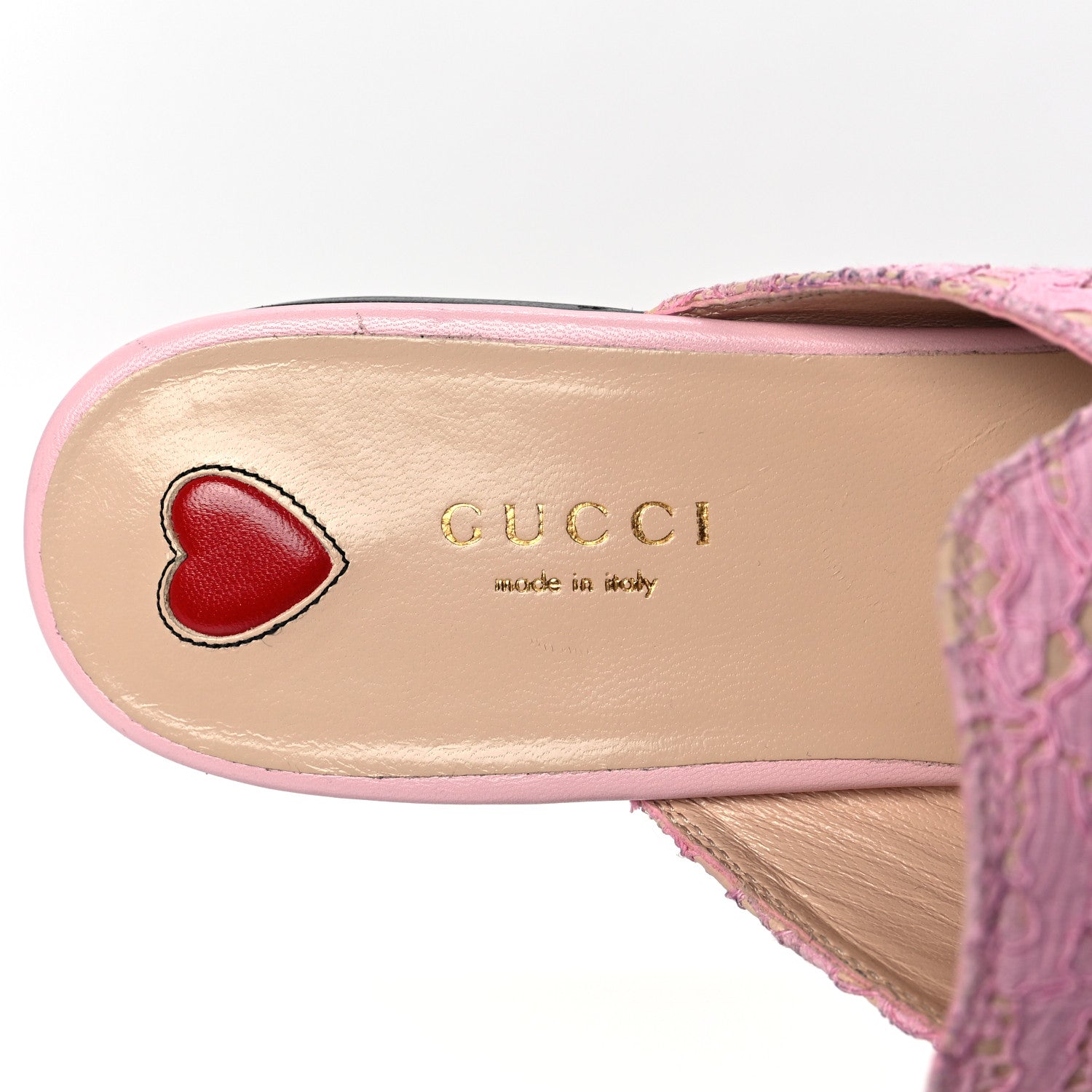 Gucci Lace Malaga Kid Womens Princetown Slippers 39 Sugar Pink Skin Rose 6 of 7