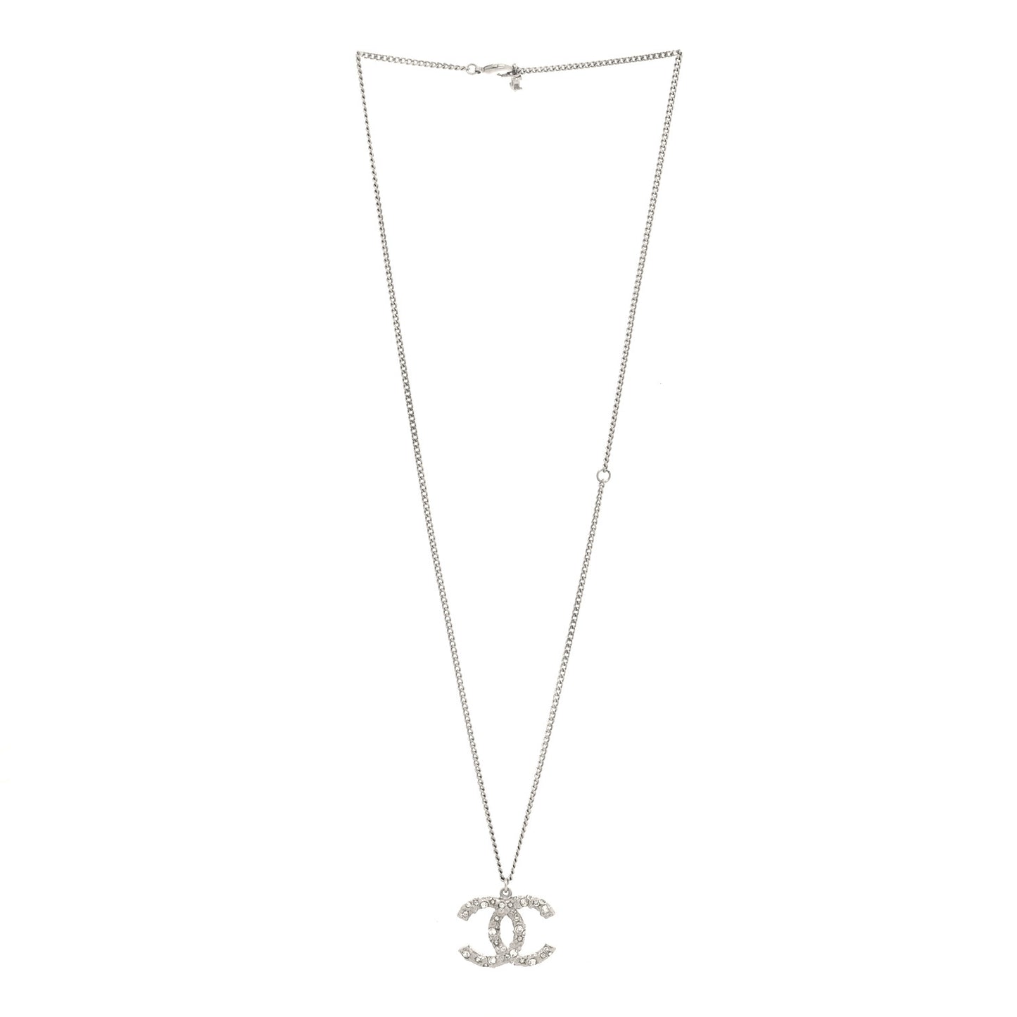 Crystal CC Pendant Necklace Silver
