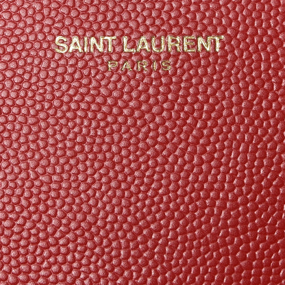 Saint Laurent Grain De Poudre Small Monogram Kate Satchel Red 8 of 9