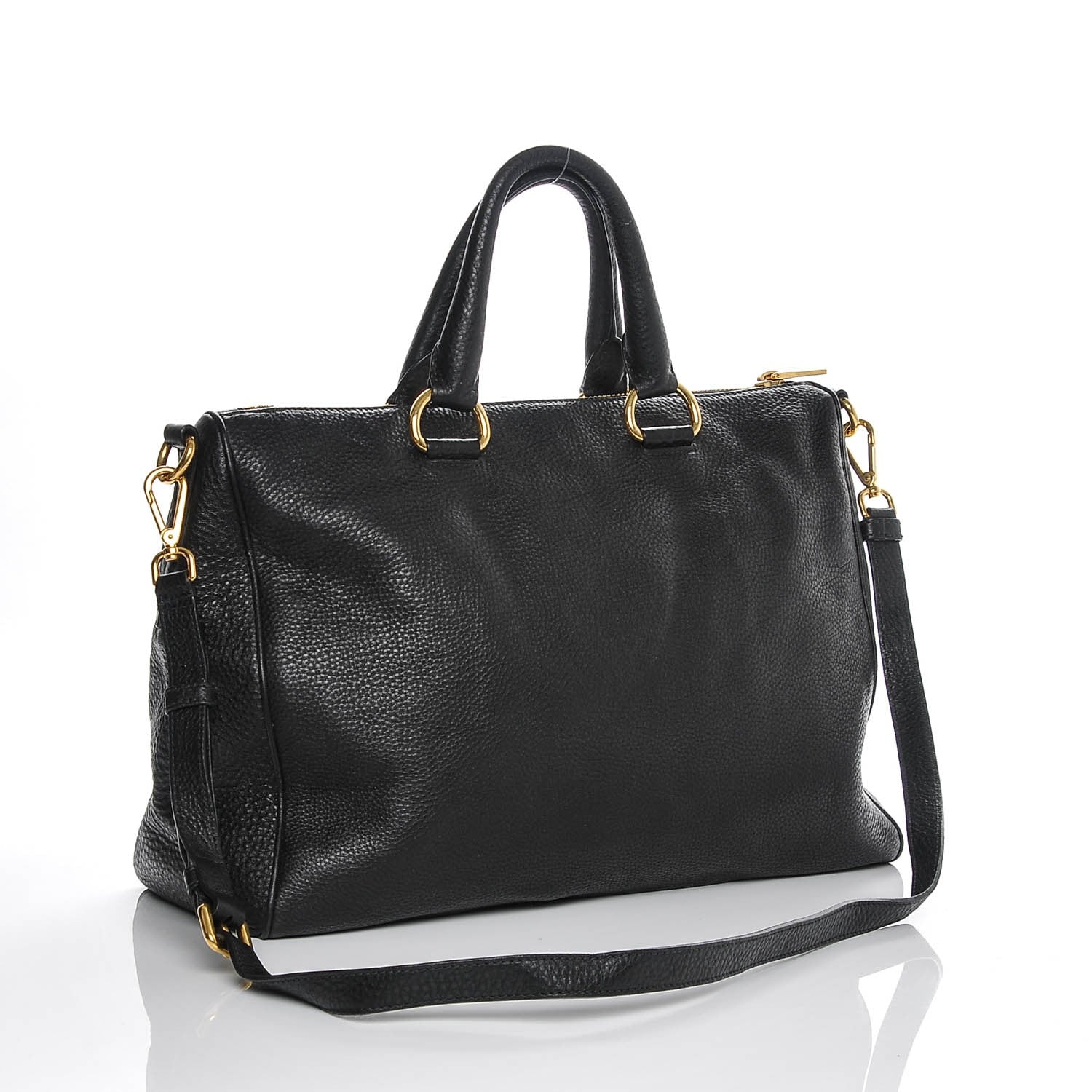 Prada Vitello Daino Boston Bag Nero Black 3 of 5