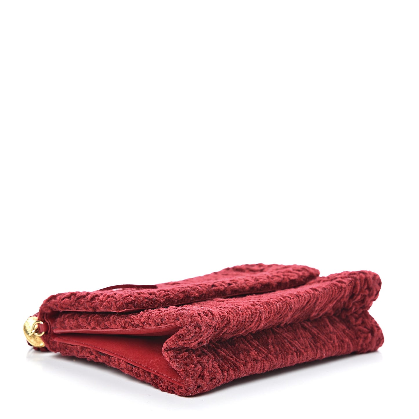 Velvet Quilted Tassel Small Single Flap Dark Red
