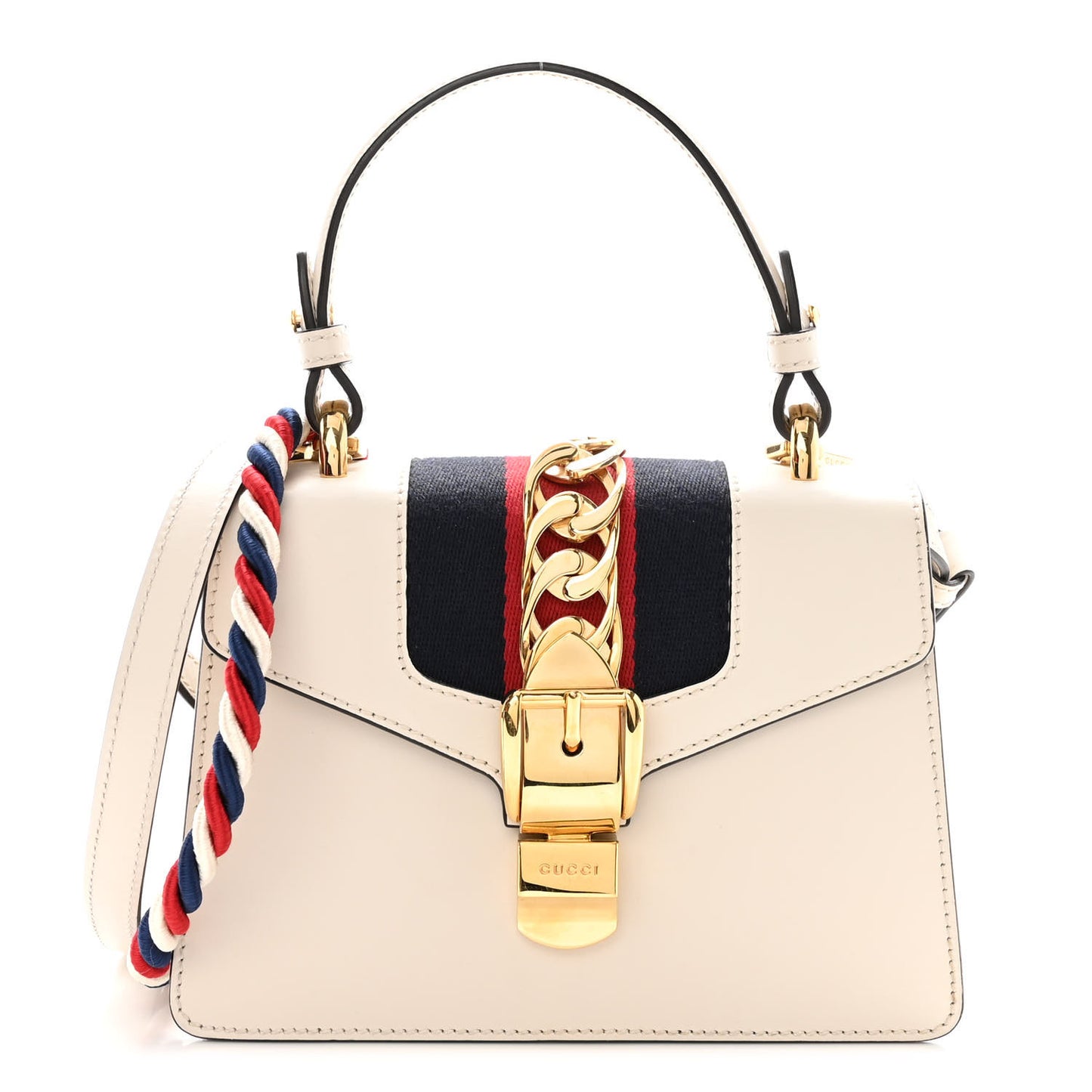 Calfskin Mini Sylvie Top Handle Bag White