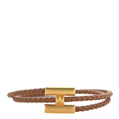 Hermes Swift Double Wrap Cord Tournis Tresse Bracelet Gold 1 of 5