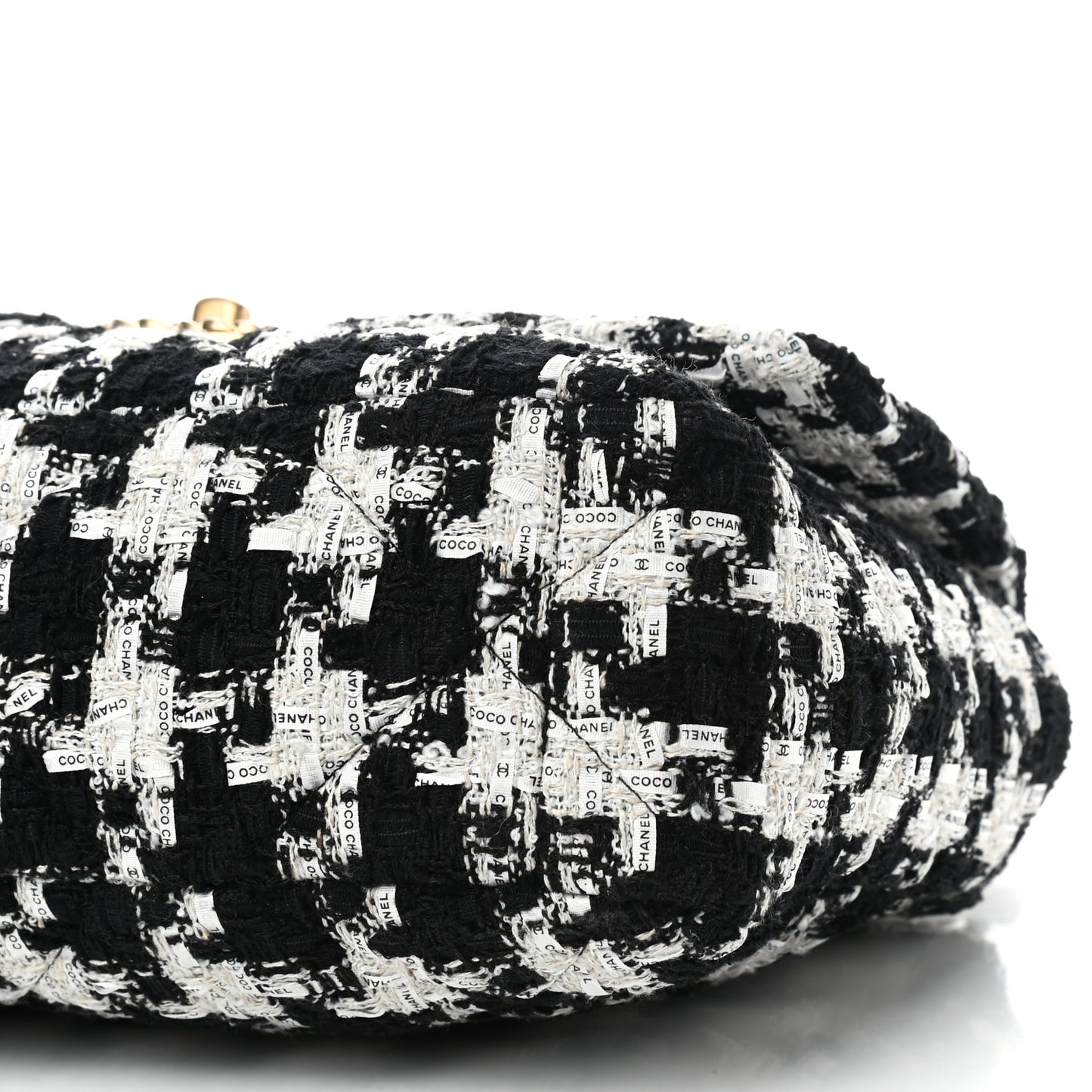 Tweed Quilted Large Chanel 19 Flap Black Ecru White