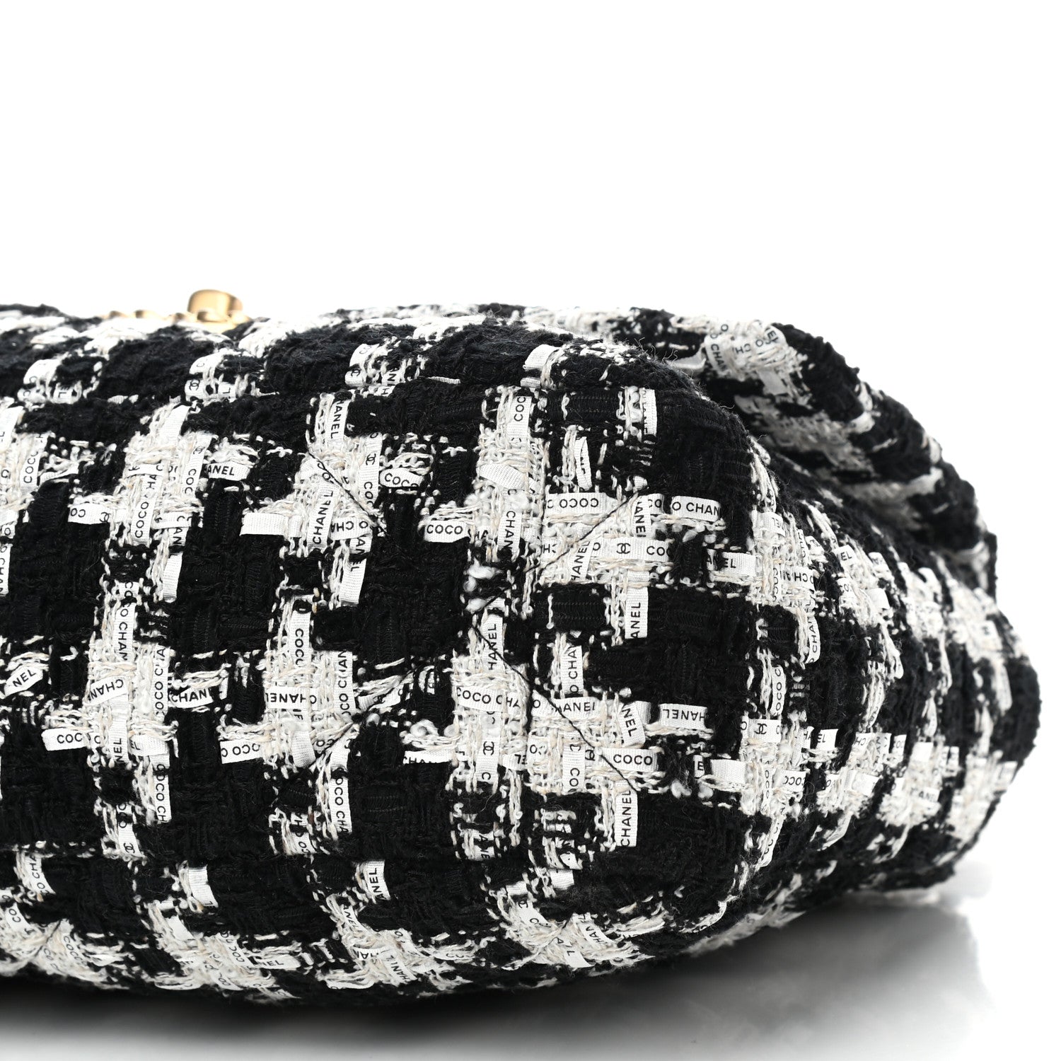 Chanel Tweed Quilted Large Chanel 19 Flap Black Ecru White 9 of 9