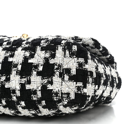 Chanel Tweed Quilted Large Chanel 19 Flap Black Ecru White 9 of 9