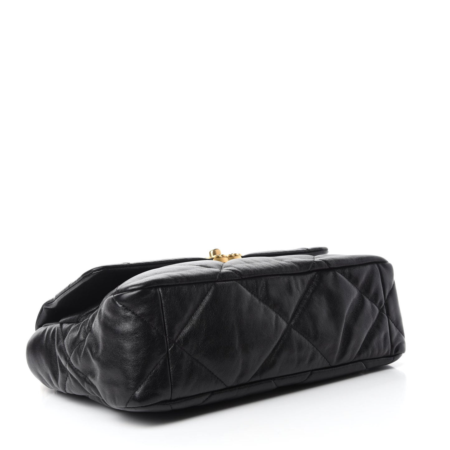 Shiny Goatskin Quilted Large Chanel 19 Flap Black