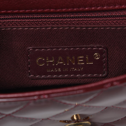 Chanel Patent Goatskin Quilted Medium CC Eyelet Flap Burgundy 6 of 12