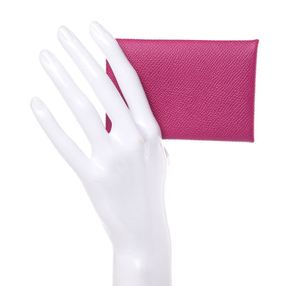Hermes Epsom Calvi Card Case Rose Pourpre 2 of 8