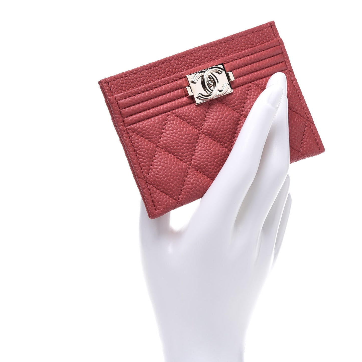 Caviar Quilted Boy Card Holder Red