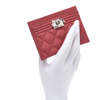 Chanel Caviar Quilted Boy Card Holder Red 2 of 8